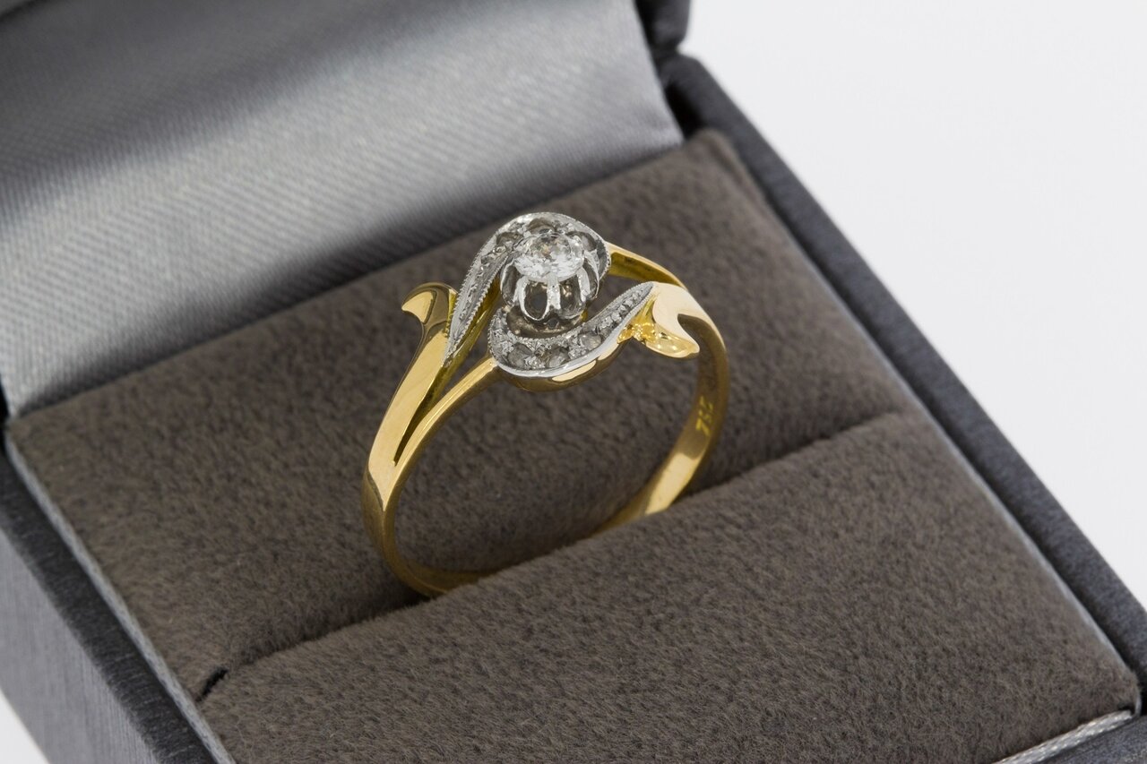18 karaat  gouden diamant Slagring - 17,9 mm
