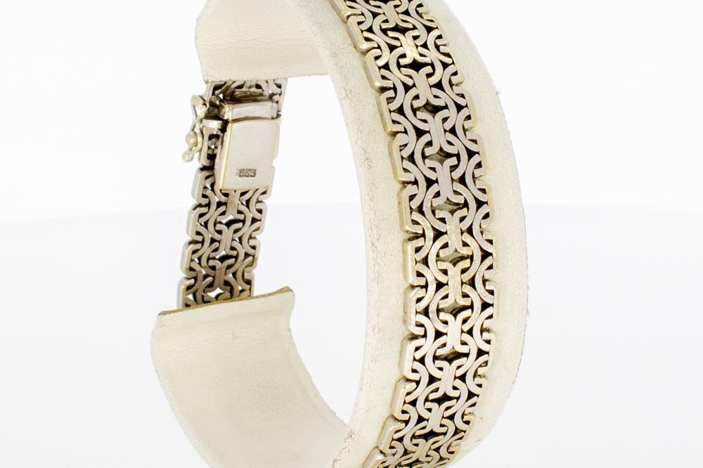 Gevlochten 14 Karaat witgouden armband - 19 cm