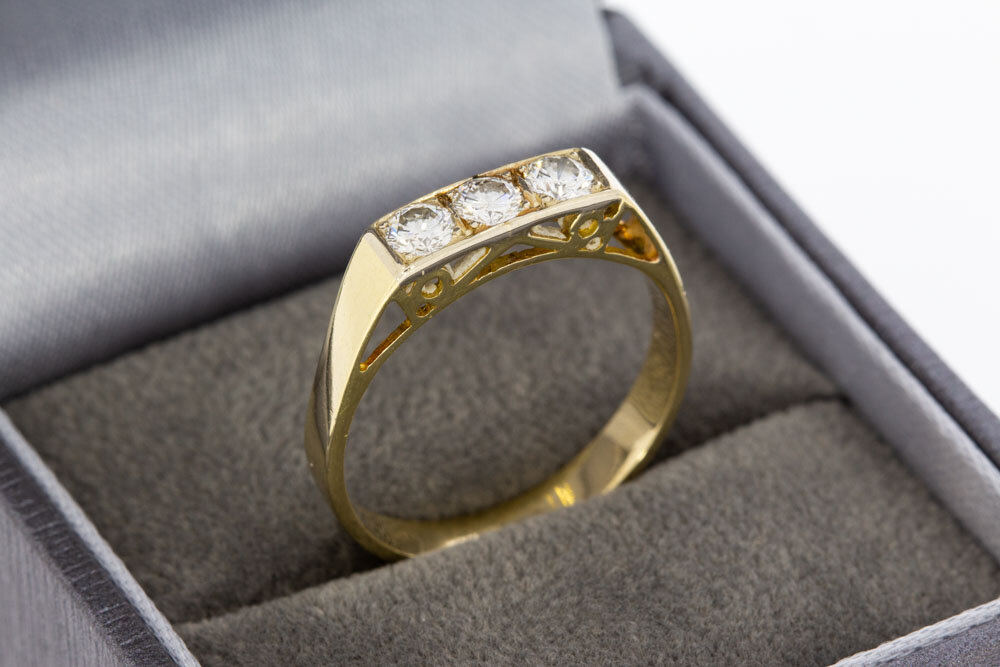 14 Karaat gouden diamant Rijring - 18,2 mm