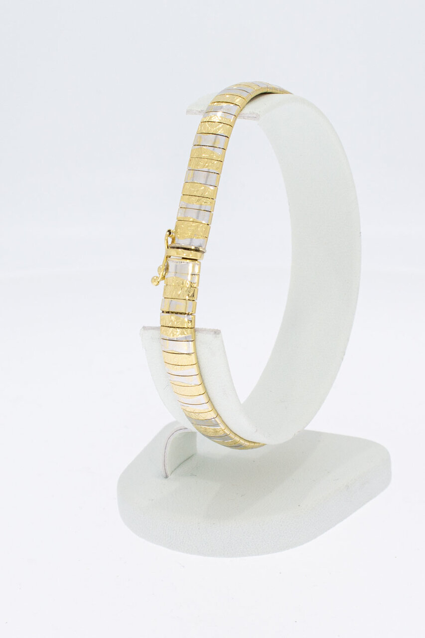 14 Karaat bicolor gouden Plaatjes armband - 19,1 cm