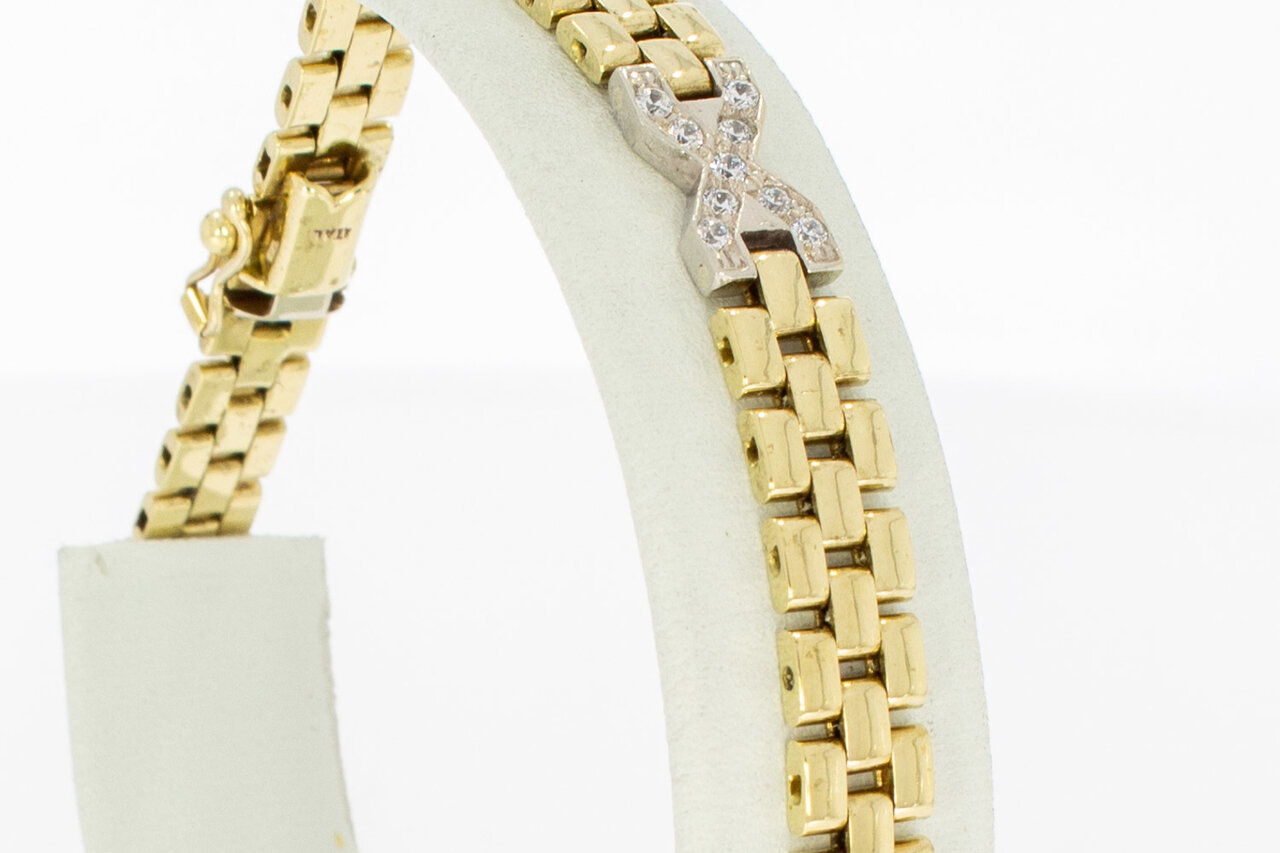 14 Karaat gouden Rolex style armband met Saffier - 19,8 cm
