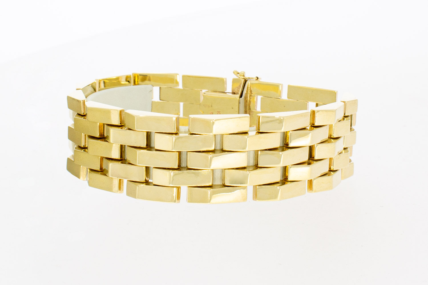 14 Karaat brede Tank gouden armband - 22,5 cm