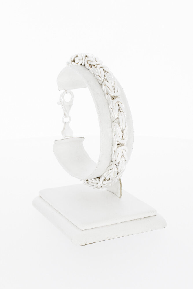 Zilveren Koningsarmband (Byzantijns vierkant) - 21,1 cm