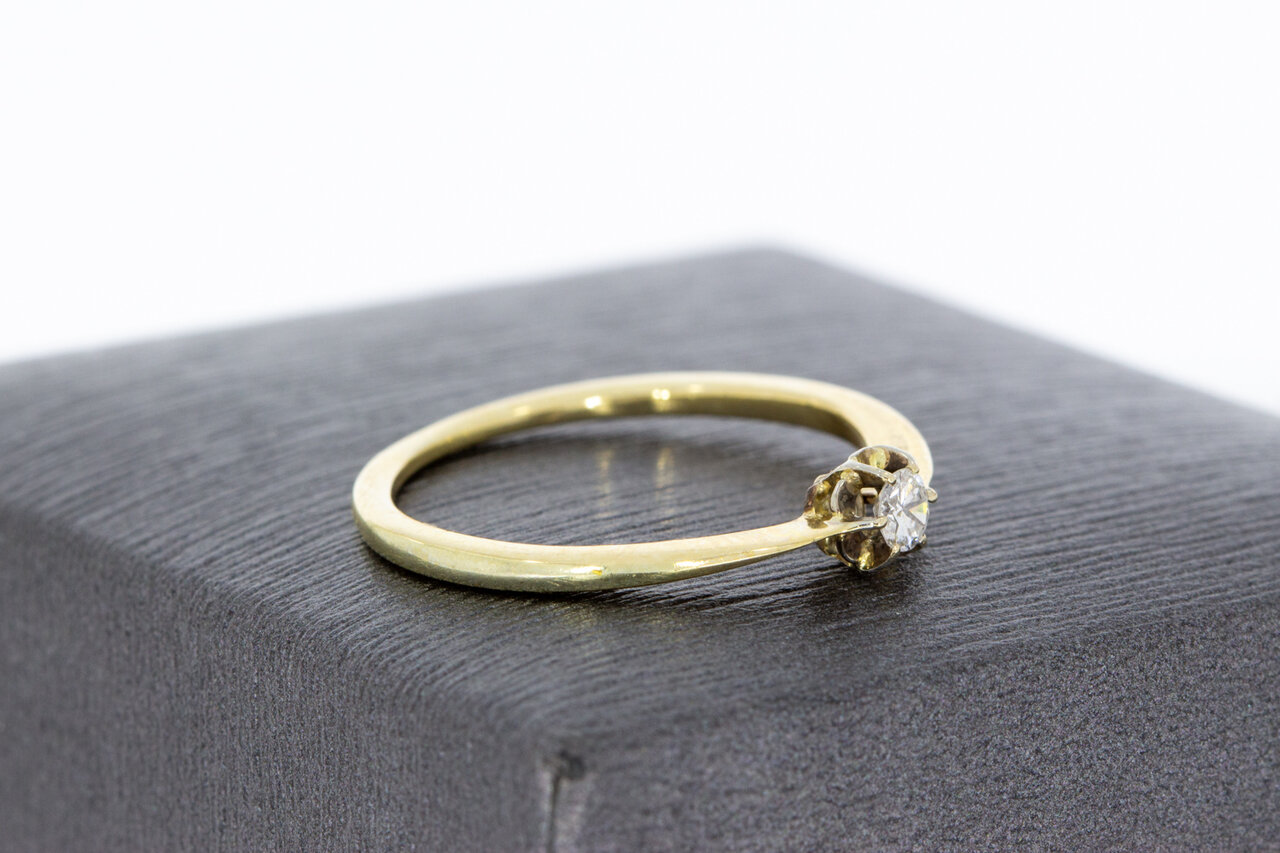 14 Karaat gouden Solitaire diamantring - 16,6 mm