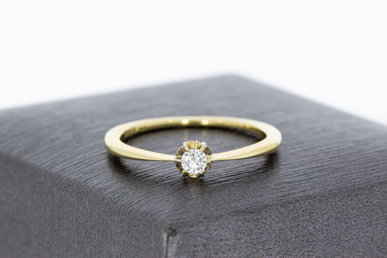 14 Karaat gouden Solitaire diamantring - 16,6 mm