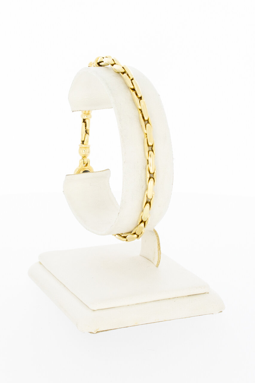 14 Karaat gouden Staafjes armband met Granaat - 19,5 cm