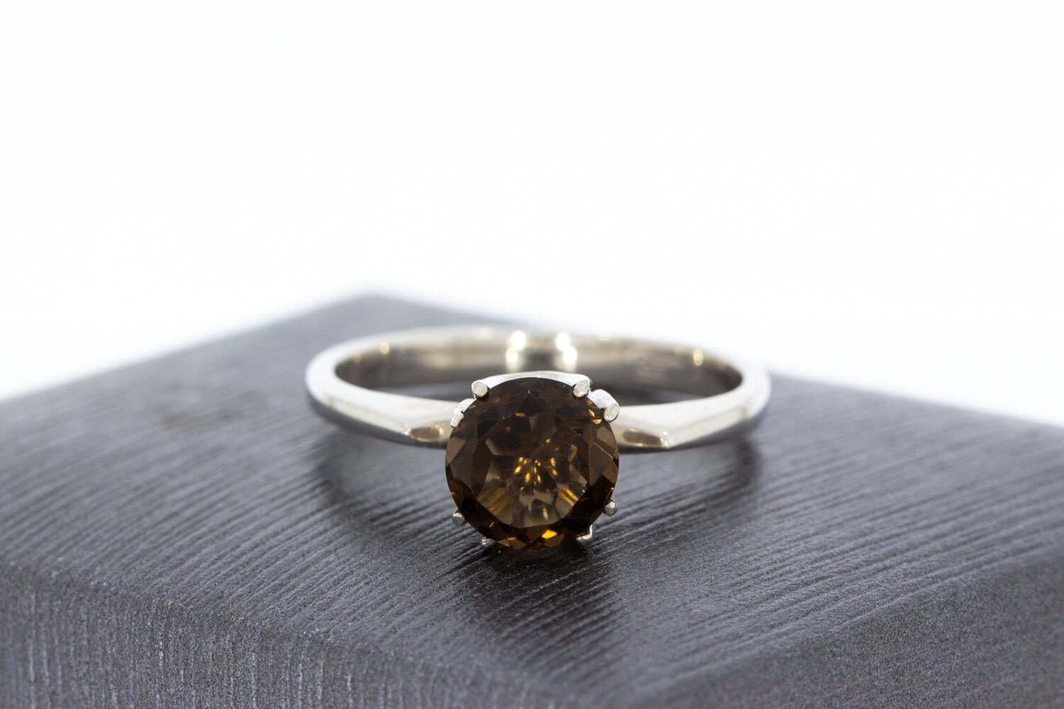 18 Karaat gouden Solitaire Rookkwarts ring - 17,2 mm