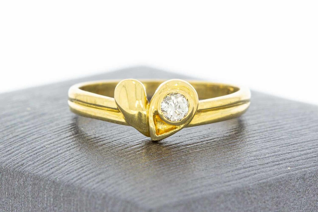 Solitaire diamantring 18 Karaat goud - 17,6 mm