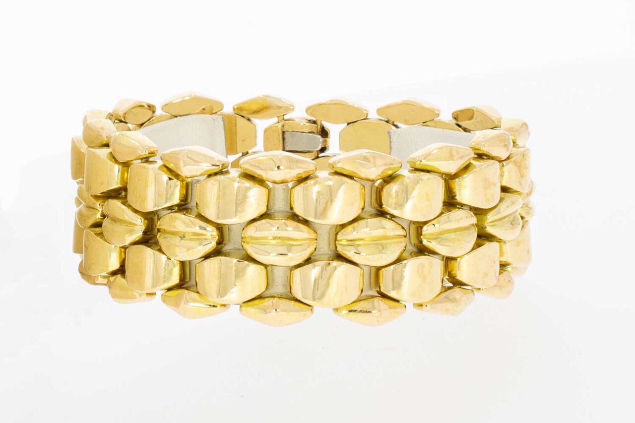 18 Karaat Koffieboon gouden schakel armband - 19,7 cm