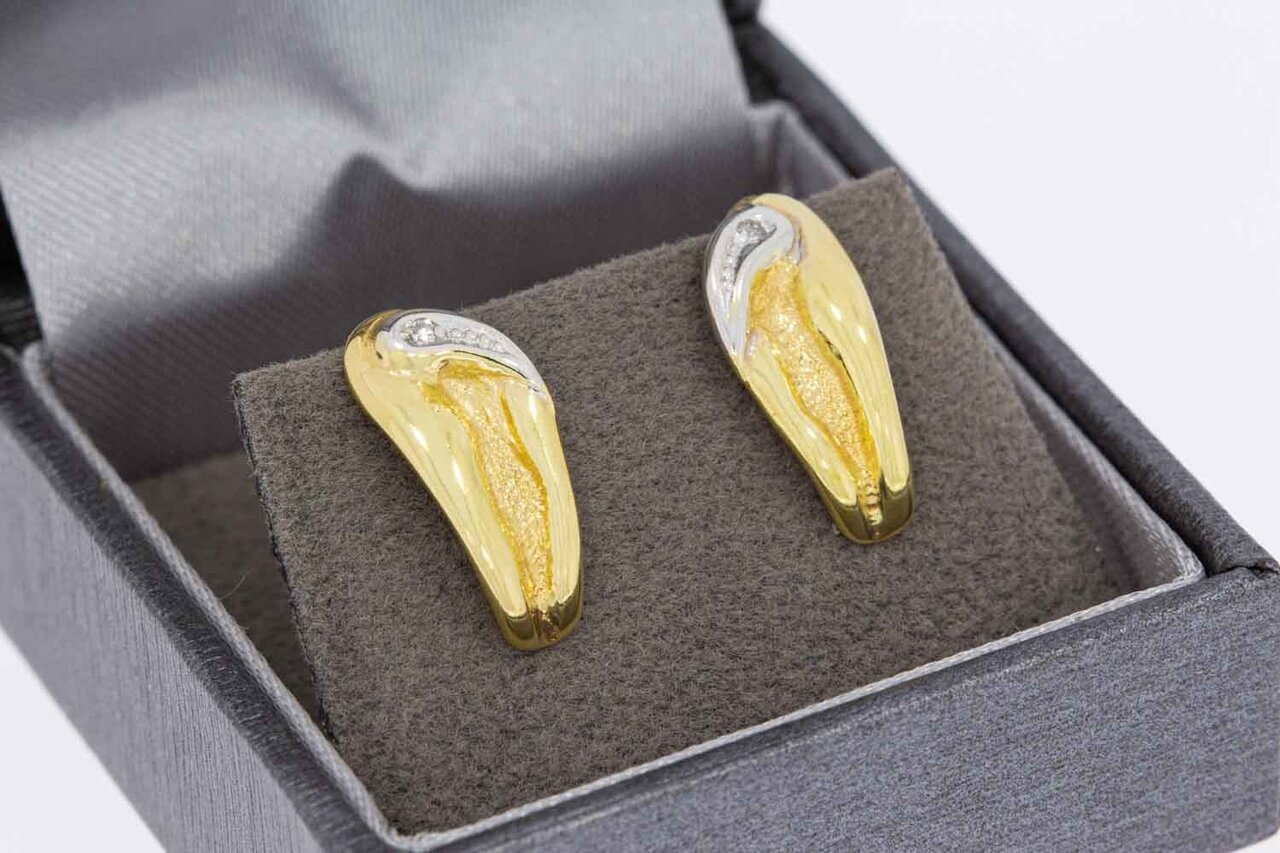 14 Karaat gouden diamant Oorstekers - 1,7 cm