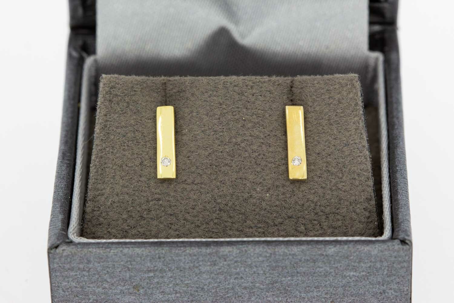 14 Karaat gouden diamant Oorstekers - 1 cm