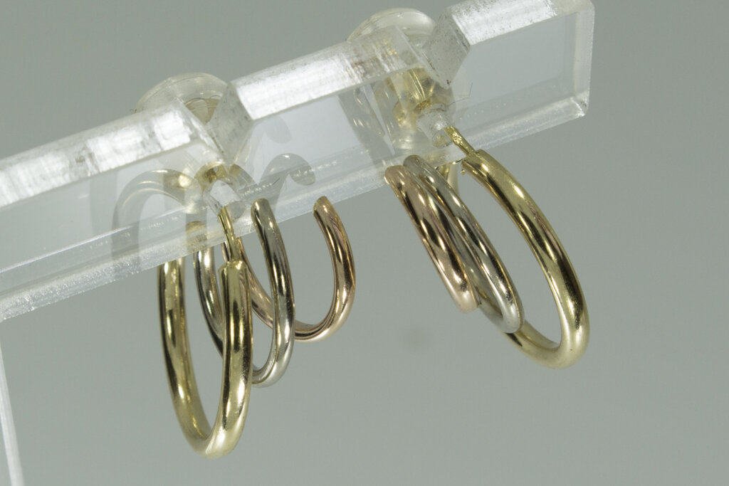 14 karaat tricolor gouden fantasie Creolen