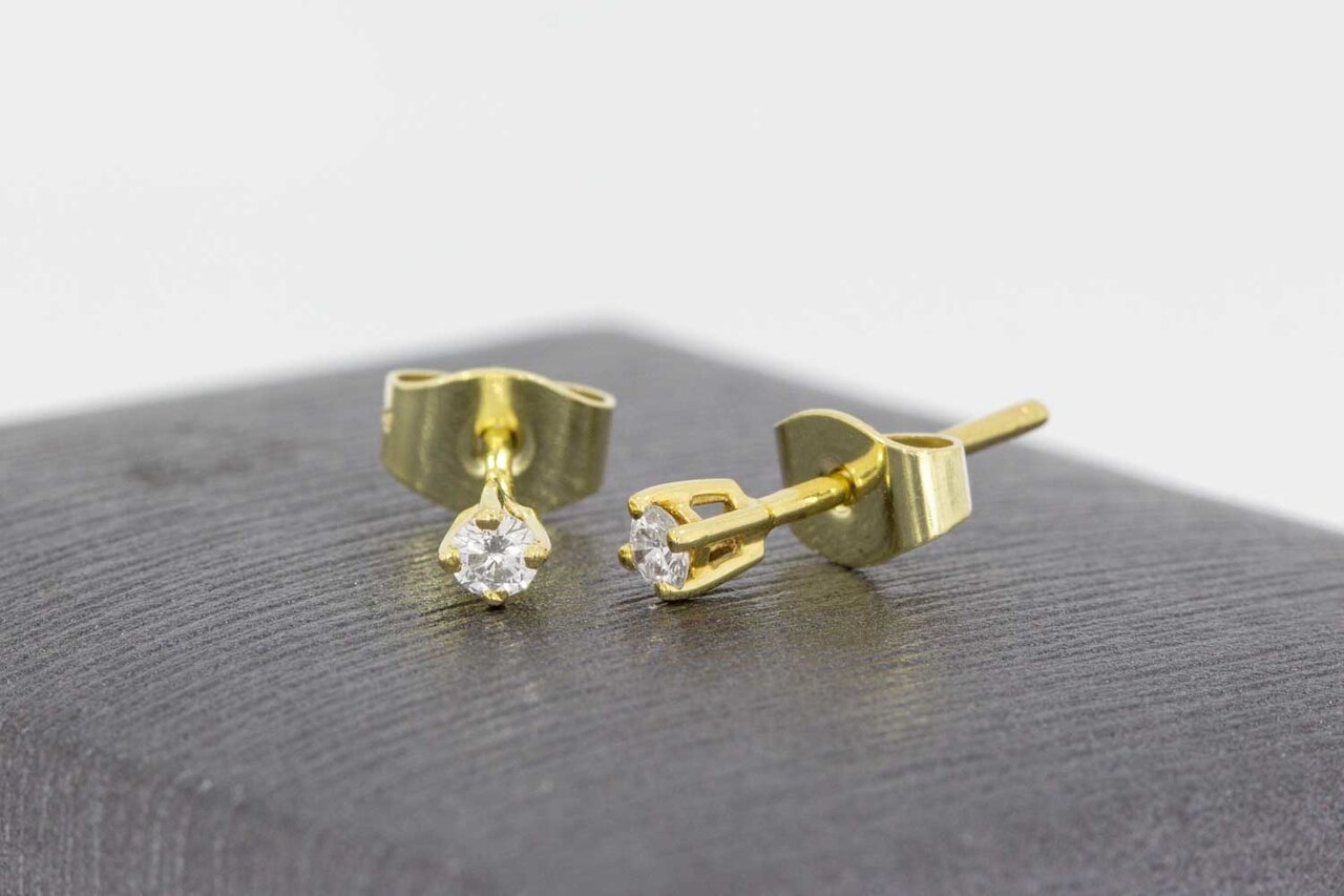 14 Karaat gouden diamant oorknopjes - 2,4 mm