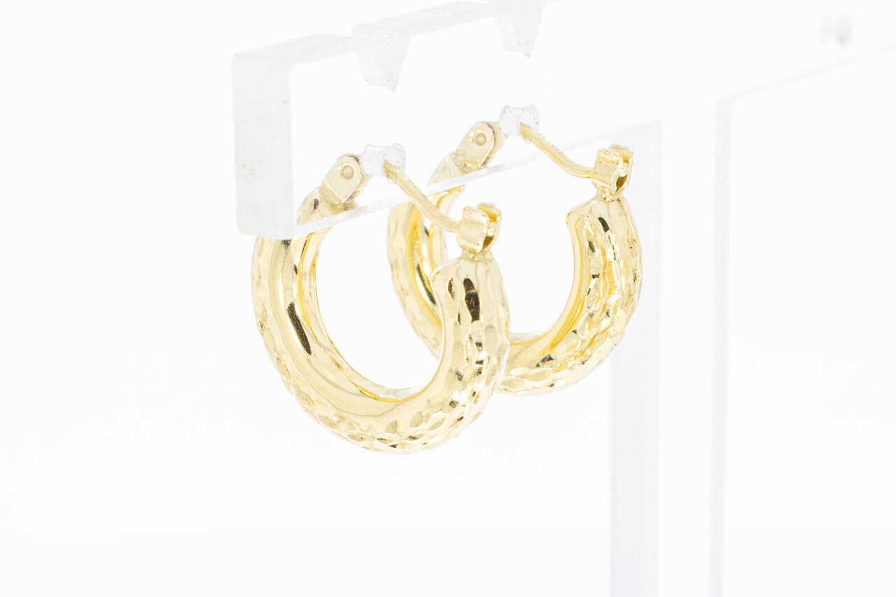 Bewerkte 14 Karaat gouden Creolen - 1,7 cm