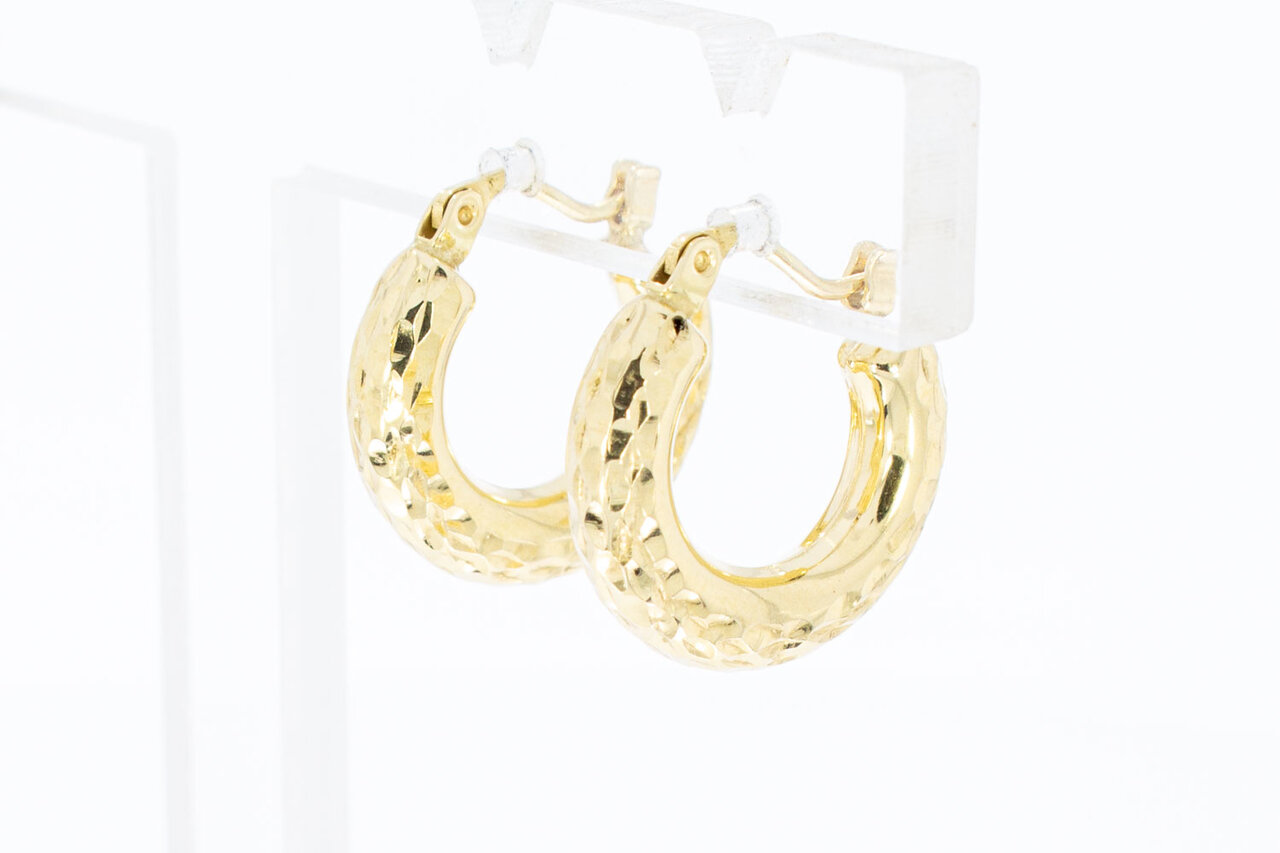 Bewerkte 14 Karaat gouden Creolen - 1,7 cm