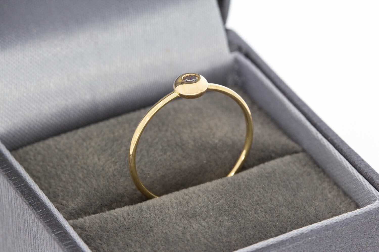 Gouden 14 karaat Solitaire ring - 17,7 mm