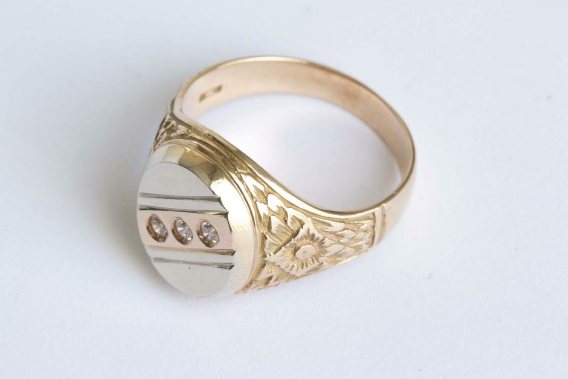 14 Karaat gefigureerde gouden Statement ring- 20 mm