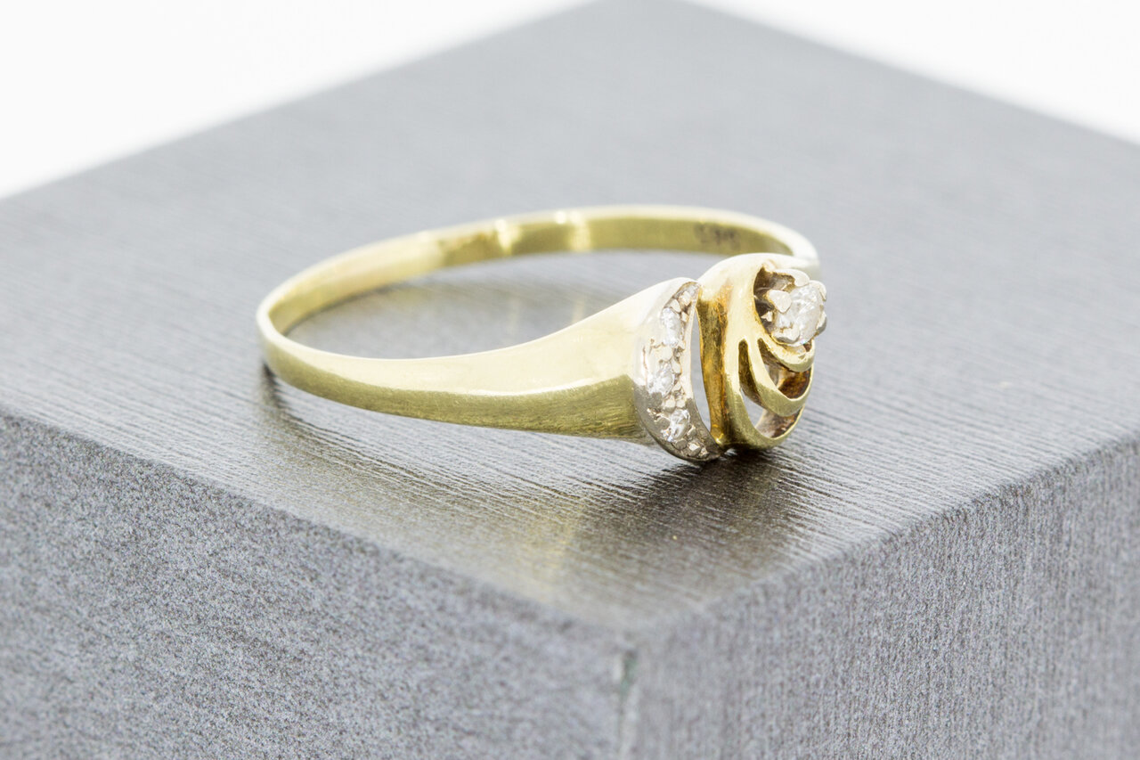 14 Karaat bicolor gouden zirkonia ring - 19,1