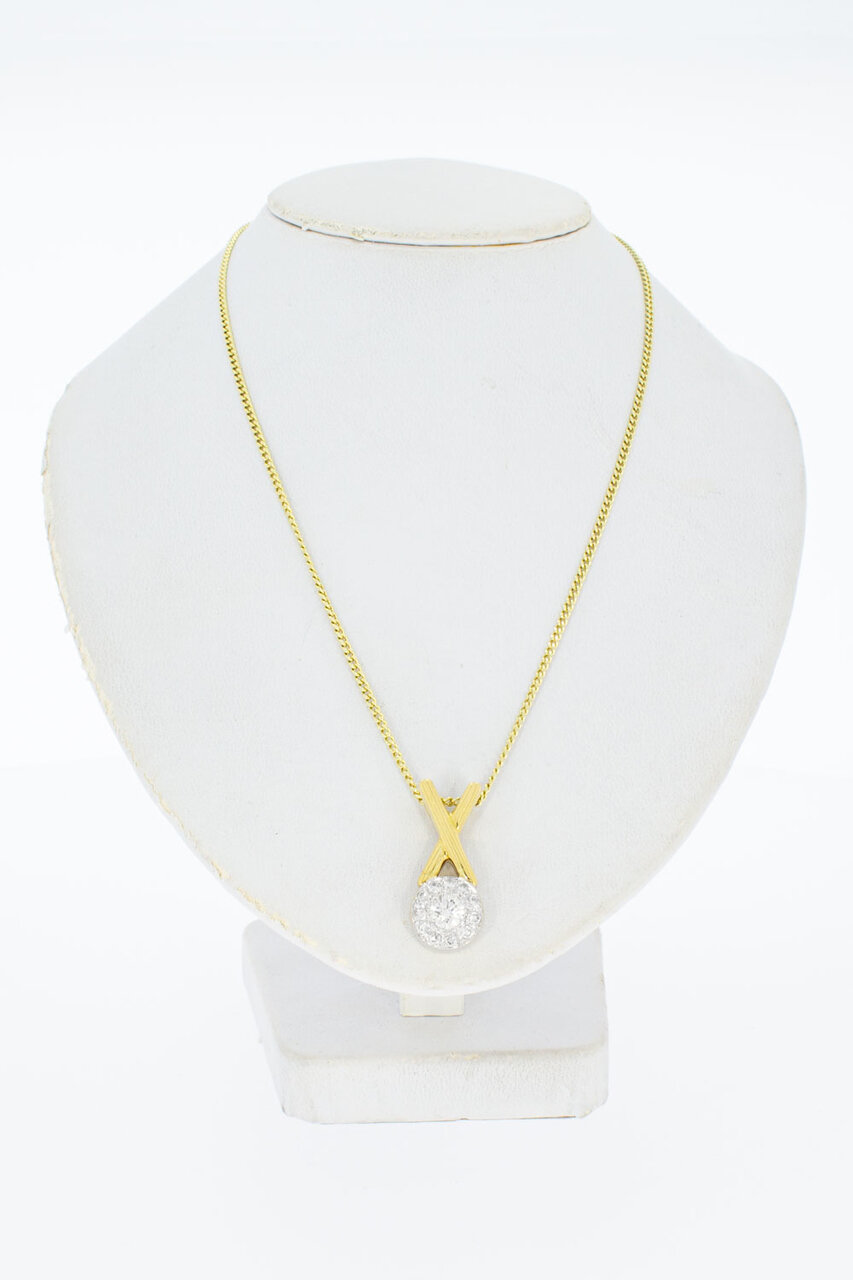 18 Karaat bicolor gouden diamant hanger