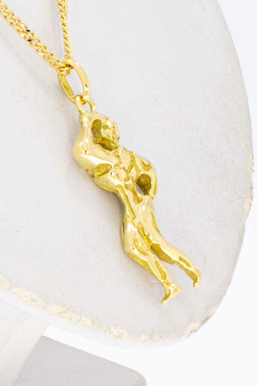 18 Karaat geel gouden hanger 'Bodybuilder' - 3,2 cm
