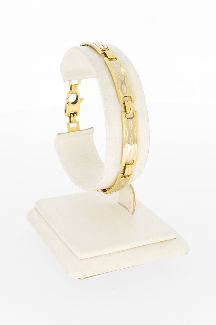 18 karaat bicolor gouden gefigureerde armband - 18,5 cm