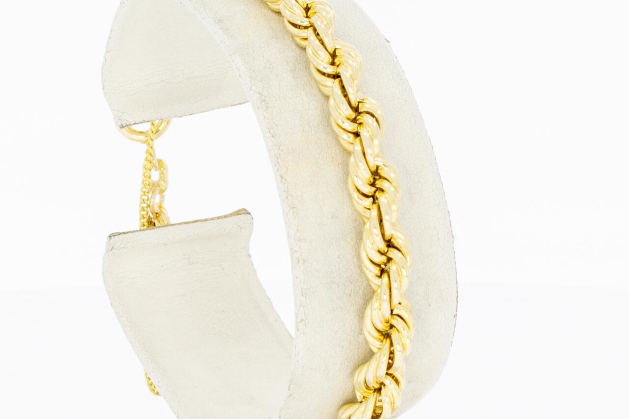 14 Karaat gouden gevlochten Koord armband- 19 cm
