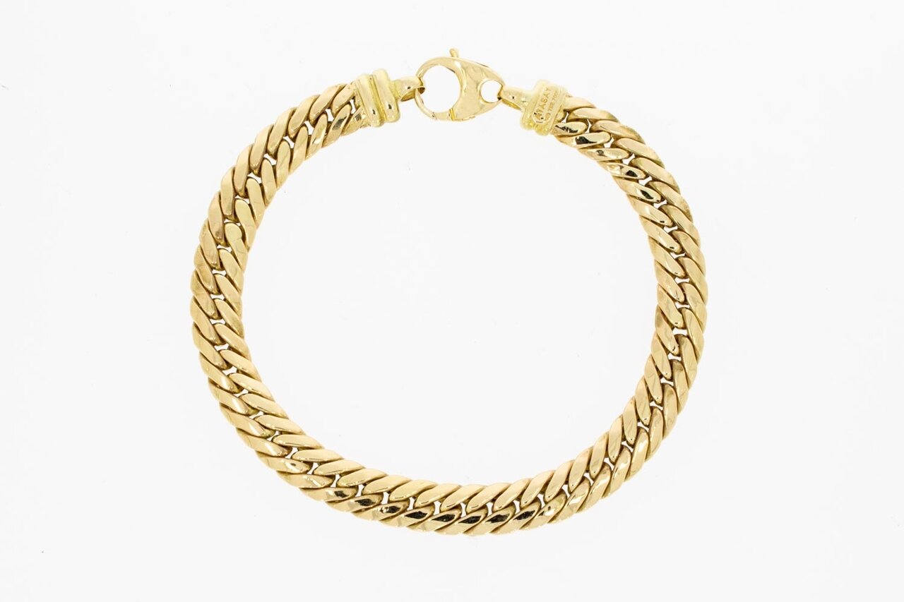 14 Karaat gewalste gouden Gourmet armband - 21,2 cm