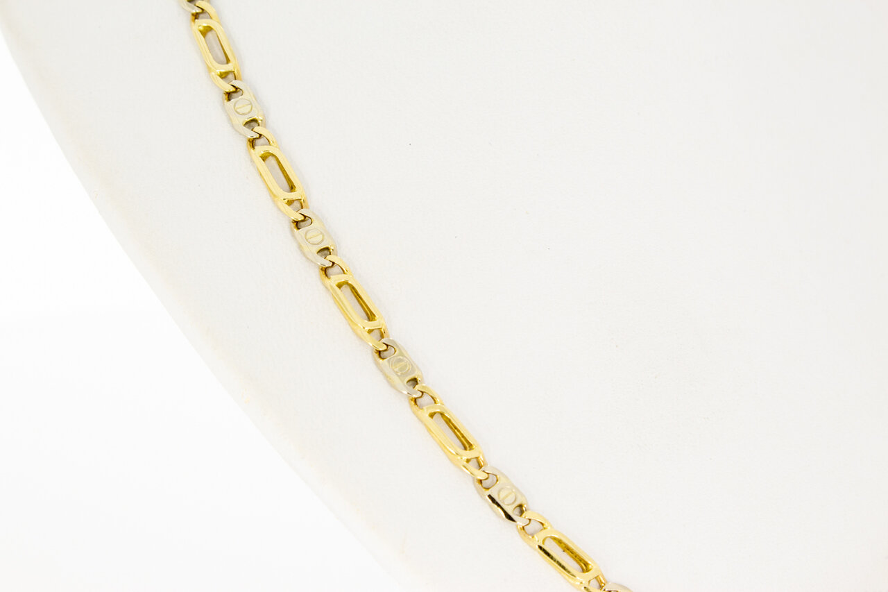 14 Karaat bicolor gouden Valkoog ketting - 46,5 cm