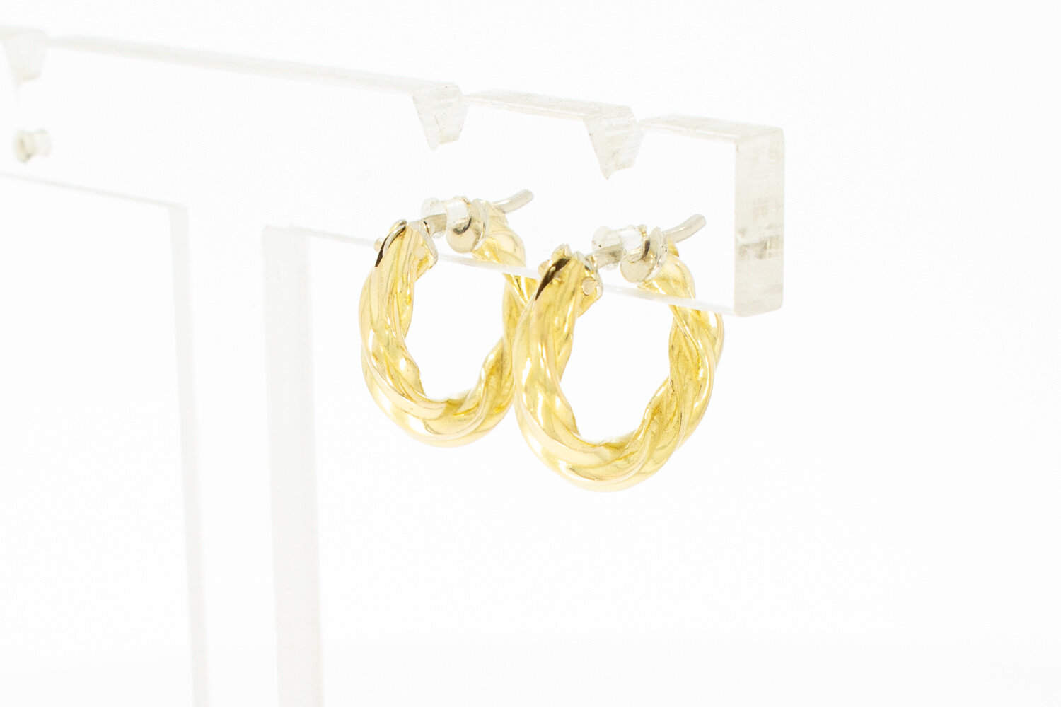 18 Karaat gouden Wokkel oorbellen  - 1,5 cm