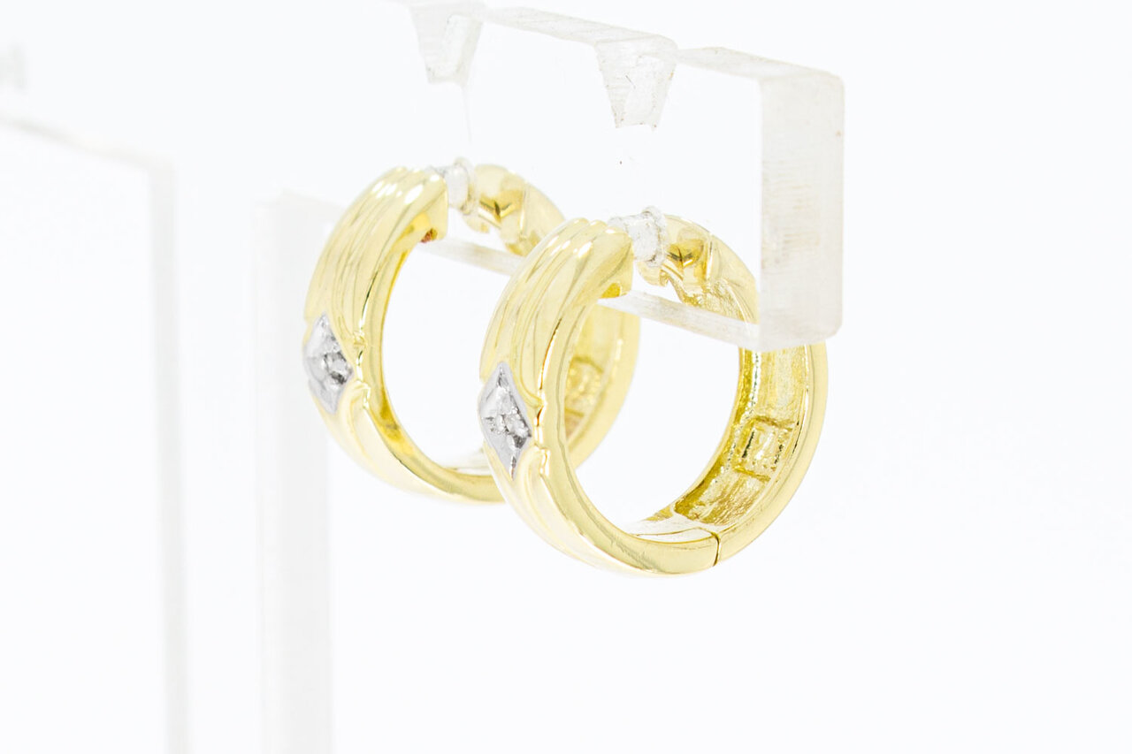 14 Karaat gouden klap diamant Creolen - 1,3 cm