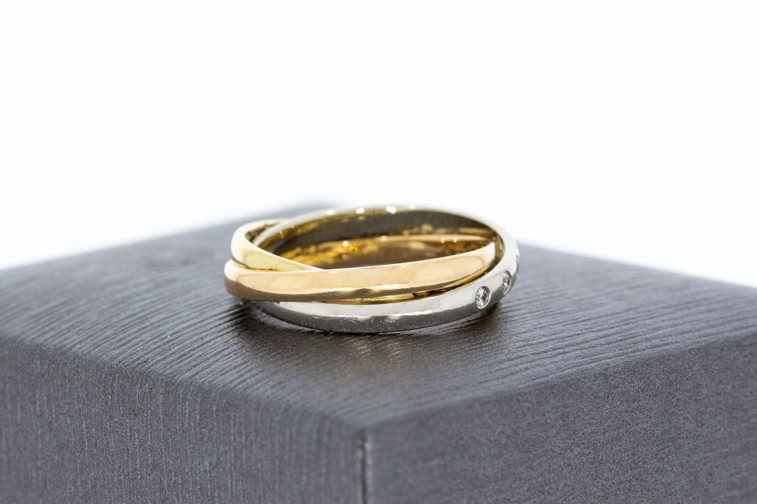 Diamant Crossover gouden ring 14 karaat - 15,6 mm