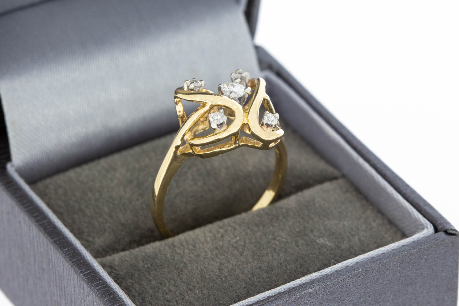 14 Karaat gouden fantasie Diamant ring - 17,6 mm
