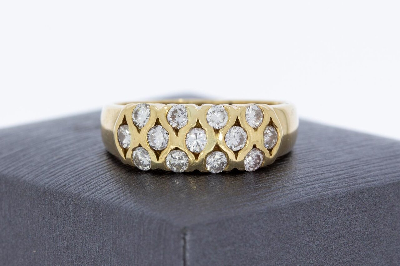 14 Karaat gouden Bandring met Diamant - 19,3 mm