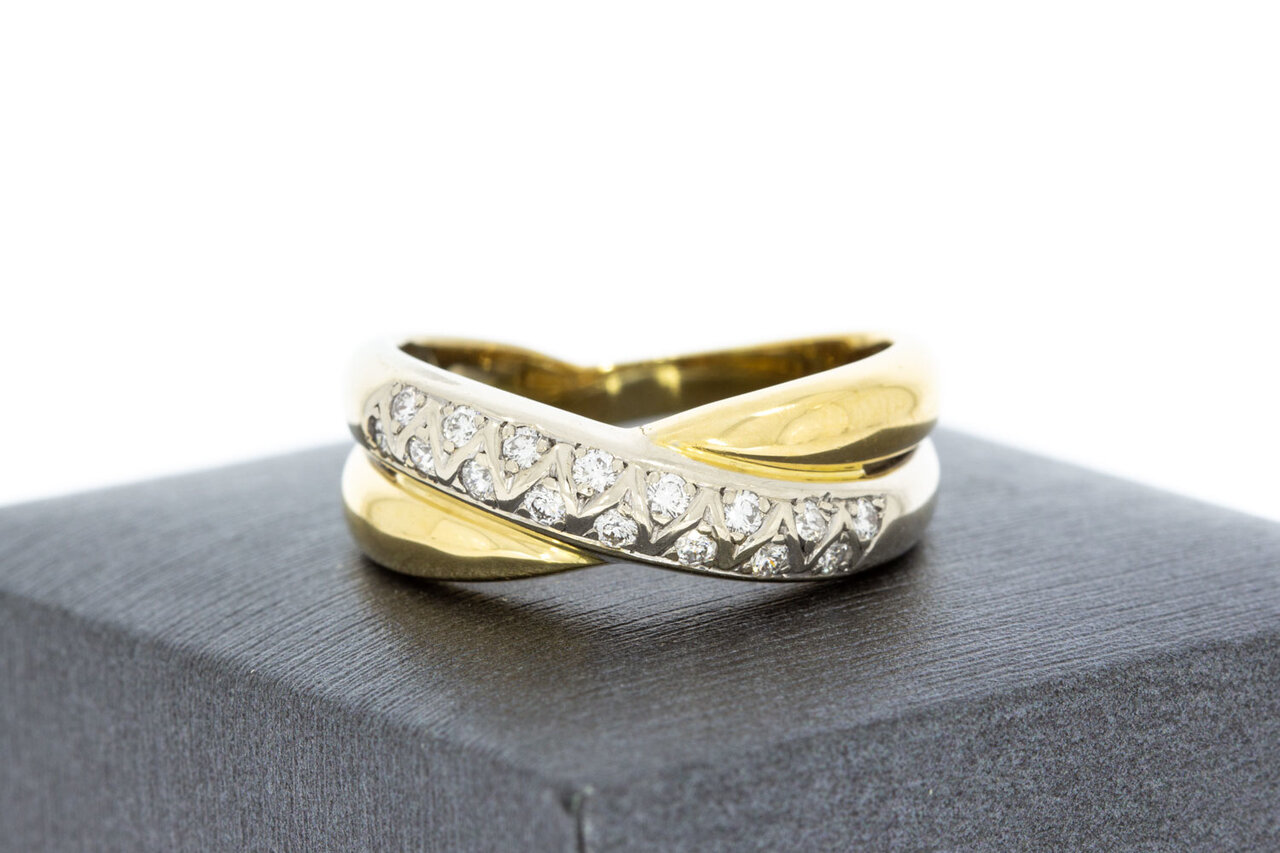 18 Karaat gouden Crossover ring met Diamant - 19,8 mm