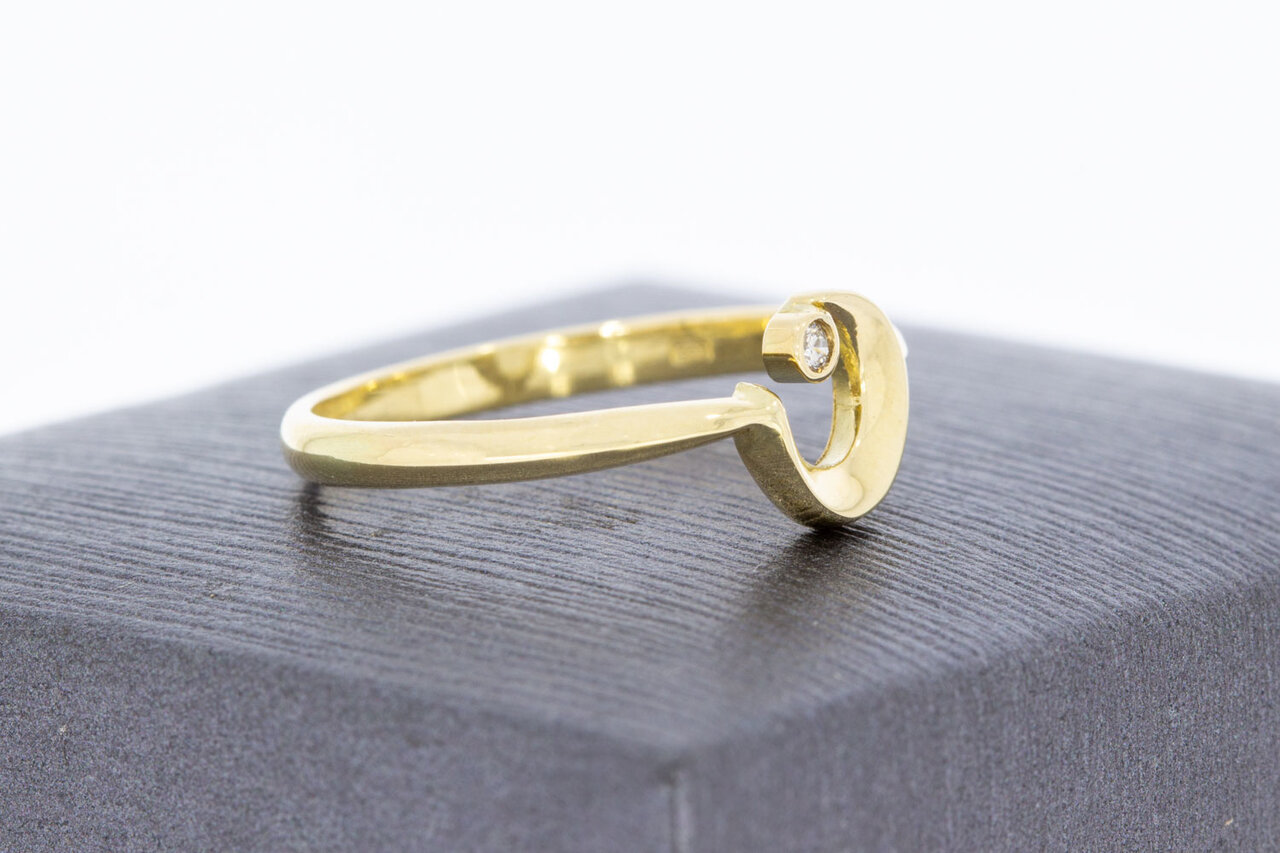 14 Karaat gouden Halve Maan diamant ring - 18 mm