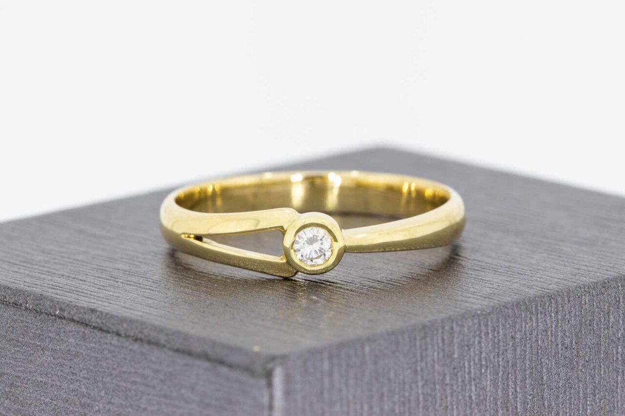 14 Karaat gouden Solitaire ring met Diamant - 19,9 mm