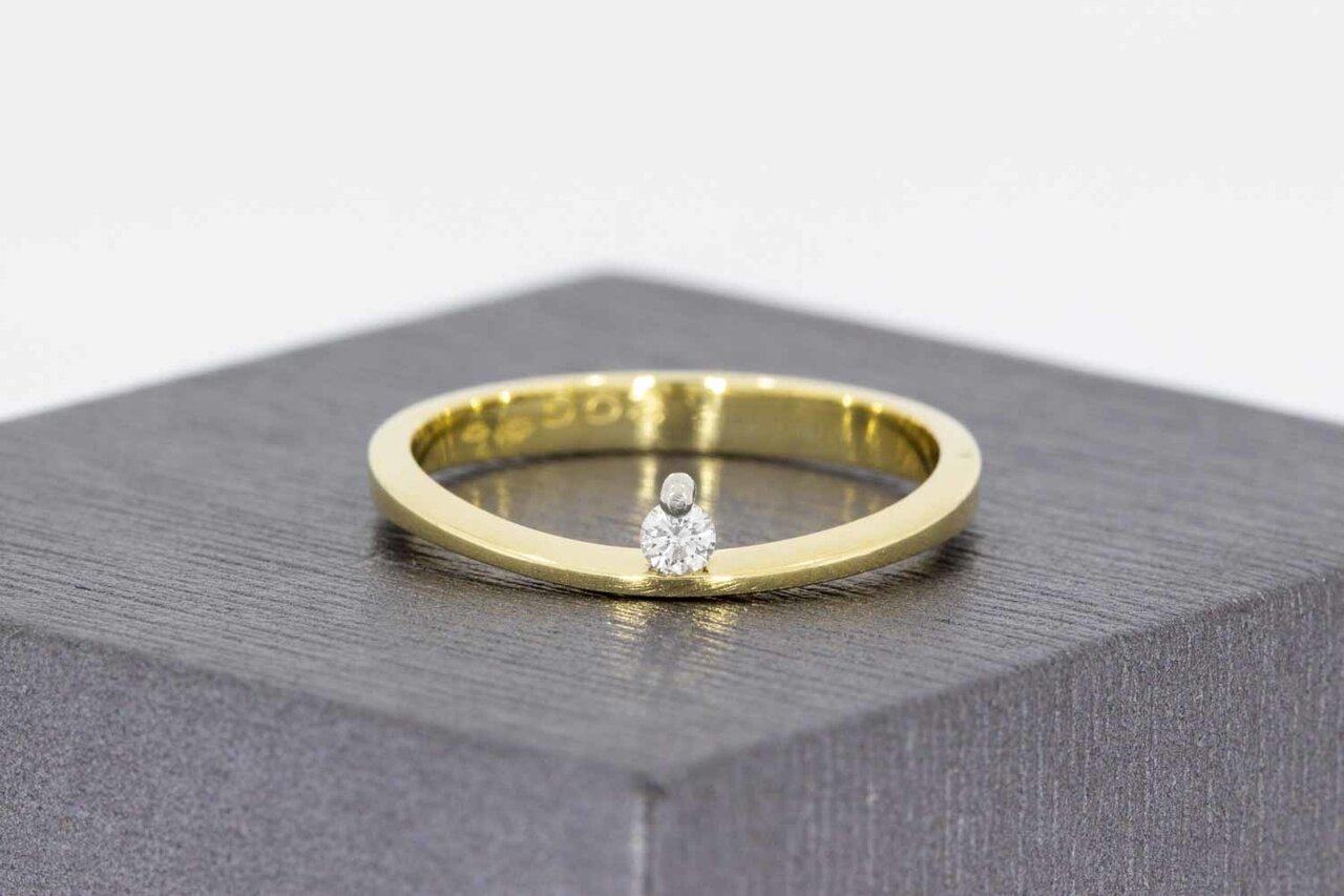 14 Karaat gouden Solitair Diamant ring - 17,6 mm