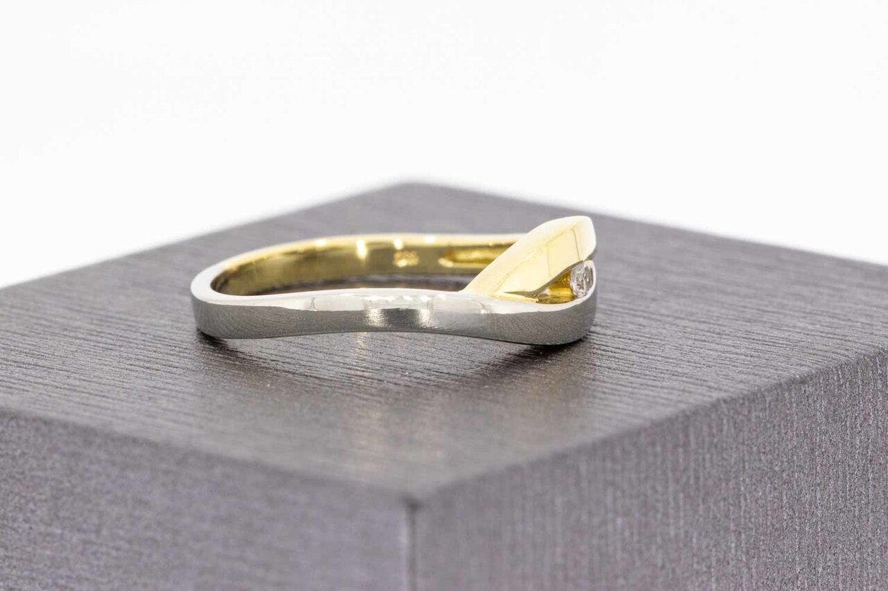 14 Karaat bicolor gouden diamant ring - 17,9 mm