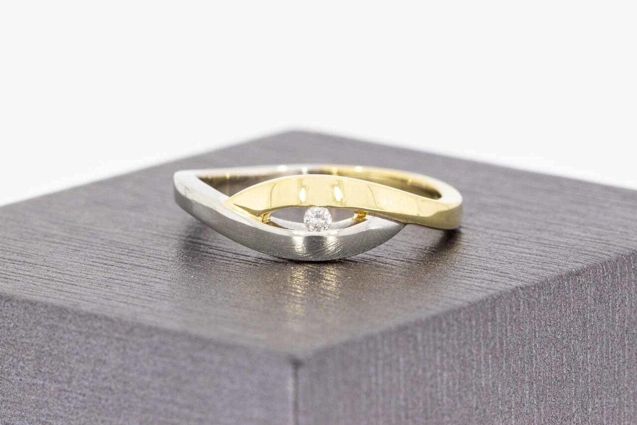 14 Karaat bicolor gouden diamant ring - 17,9 mm