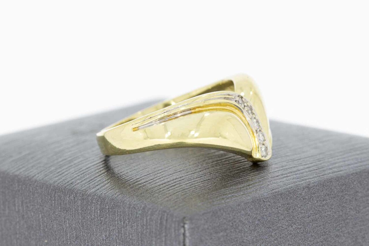 14 Karaat gouden Fantasie diamant ring - 18,1 mm