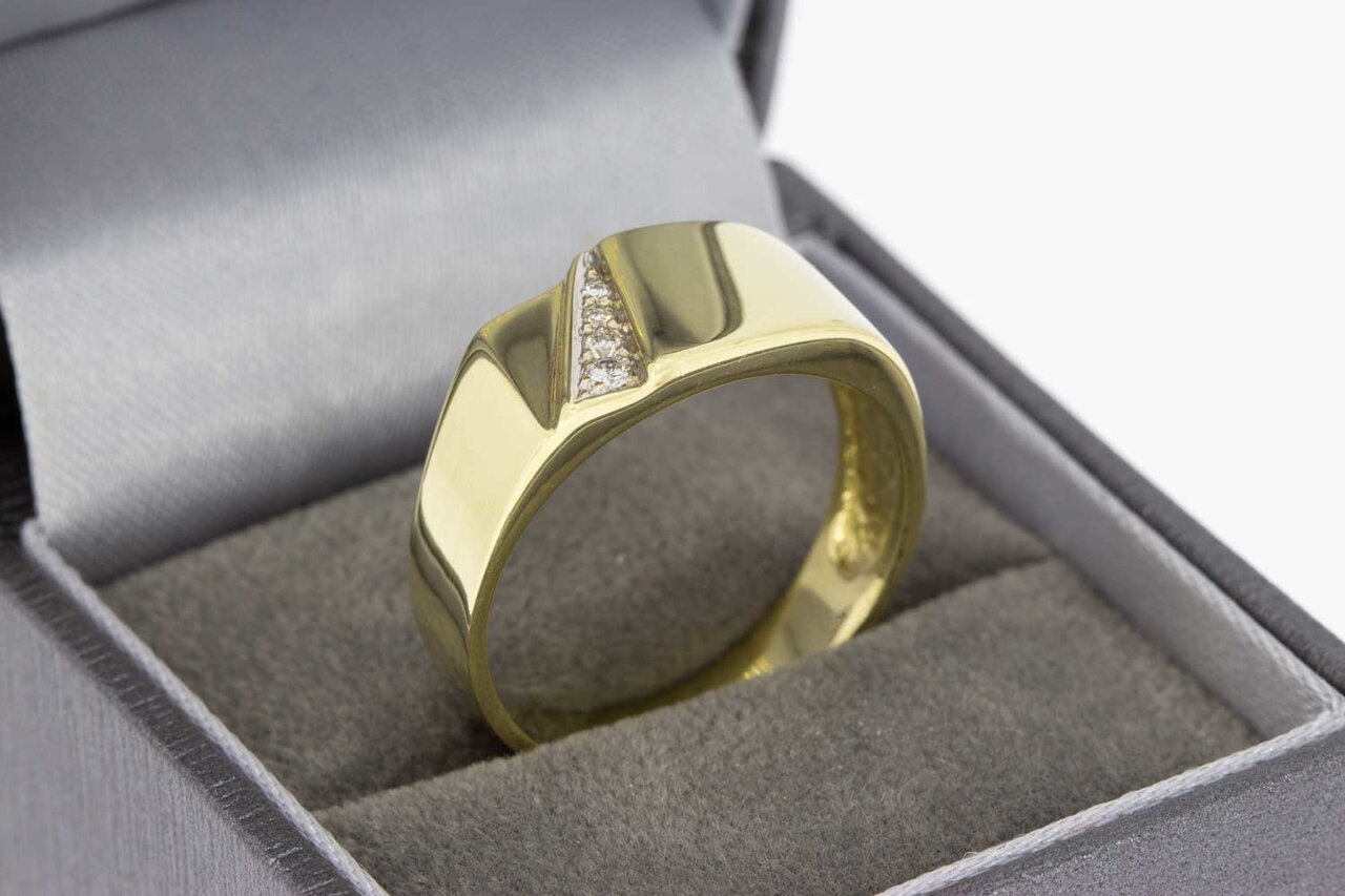 14 Karaat geel gouden Statement ring met Diamant - 20,2 mm