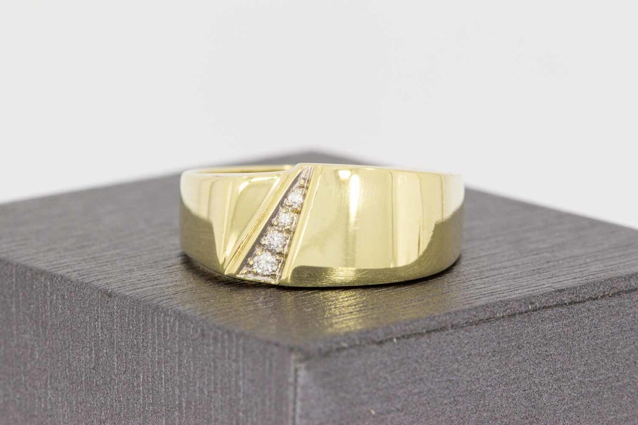 14 Karaat geel gouden Statement ring met Diamant - 20,2 mm