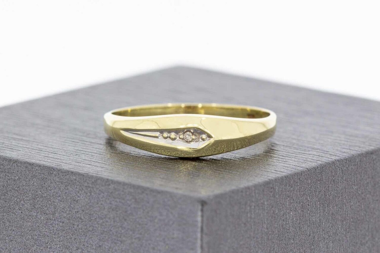 14 karaat gouden Solitaire diamant ring - 18,2 mm