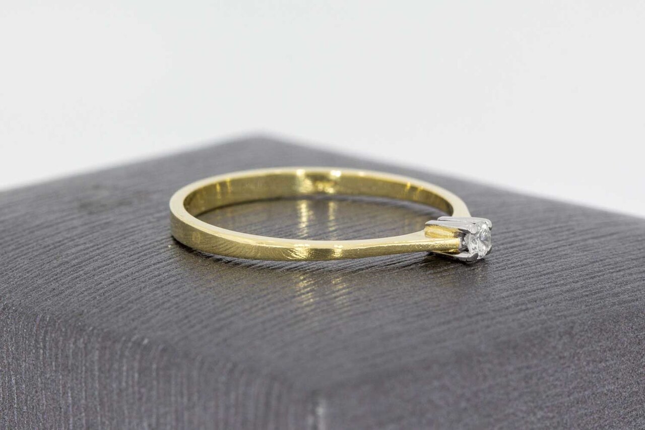 14 karaat gouden Solitaire diamant ring - 17 mm