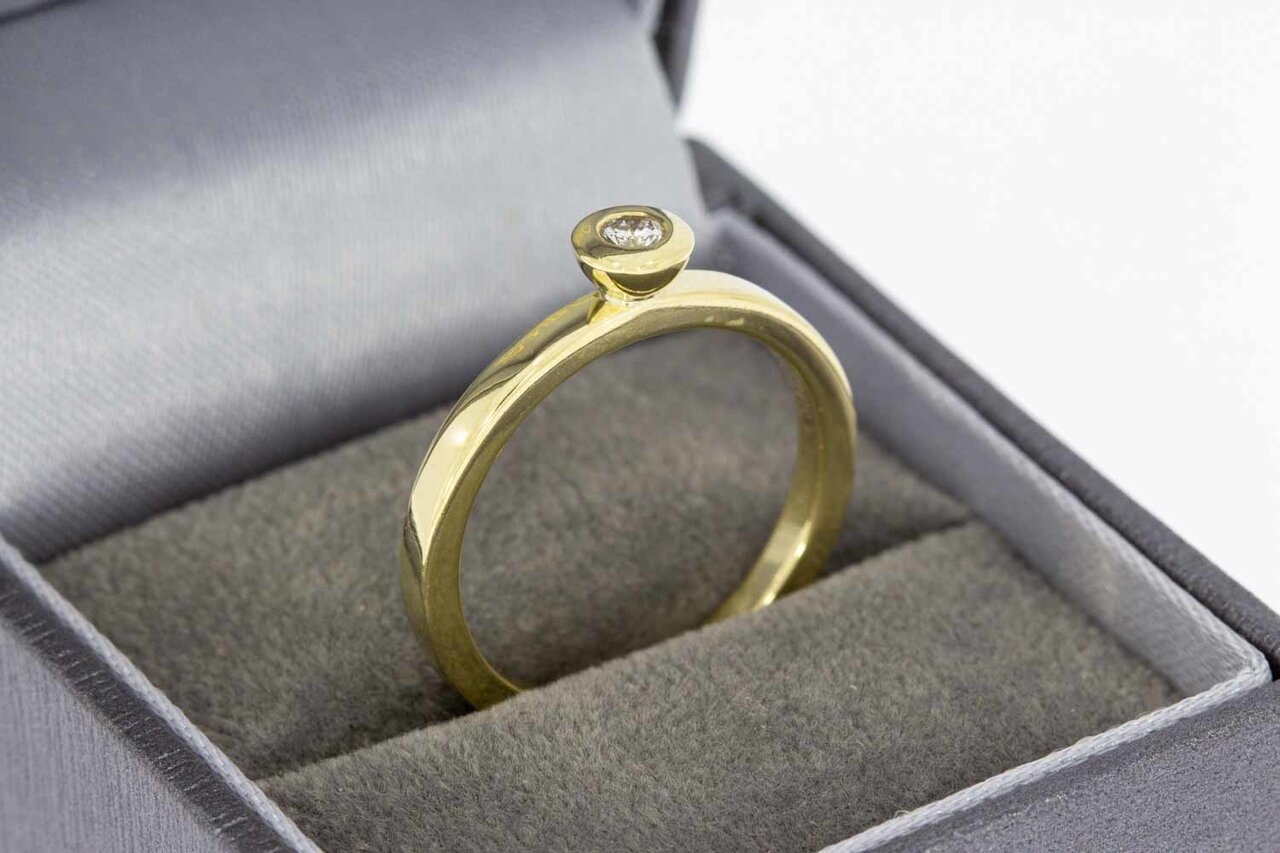14 karaat geel gouden Solitaire diamant ring - 18,4 mm