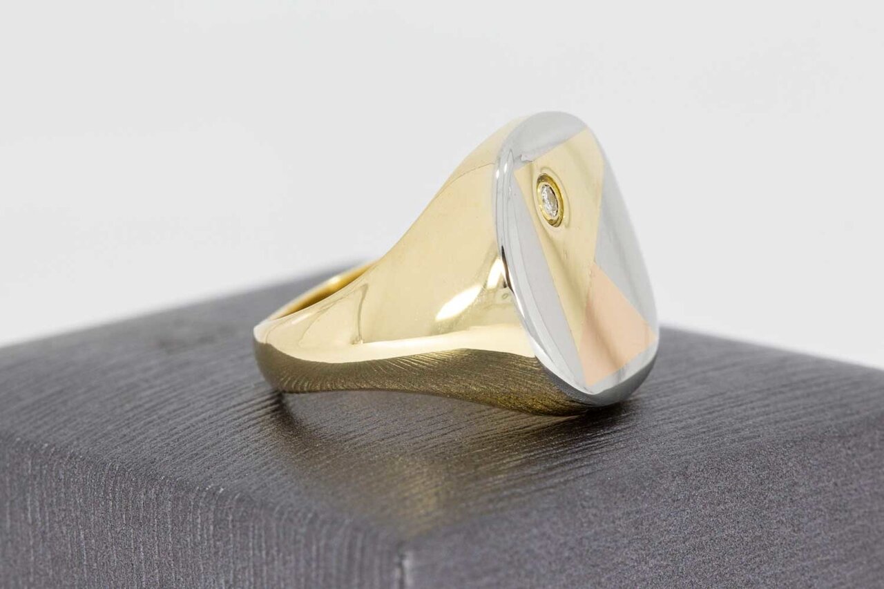 14 Karaat gouden diamant Zegelring - 18,6 mm