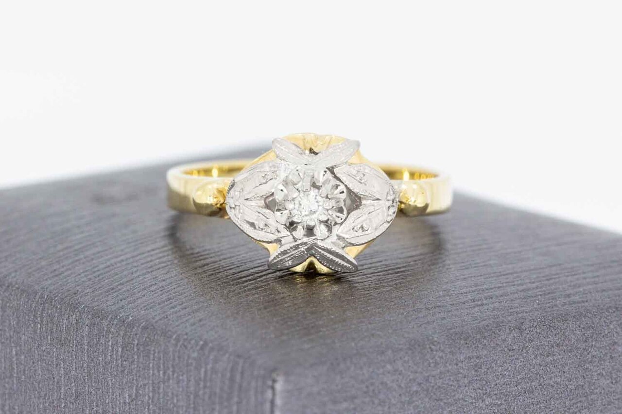 14 Karaat gouden Vintage diamant ring - 18 mm