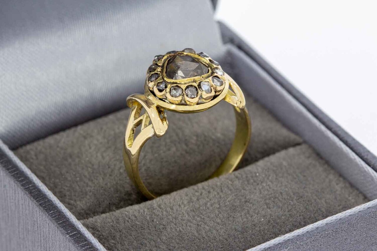 14 Karaat gouden Markies diamant ring - 17.3 mm