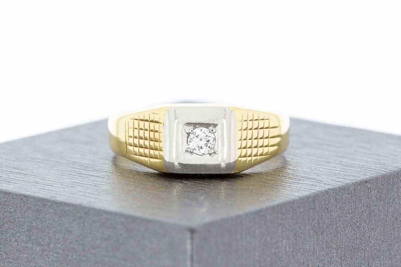 14 Karaat geel gouden Diamant Pinkring - 19,4 mm