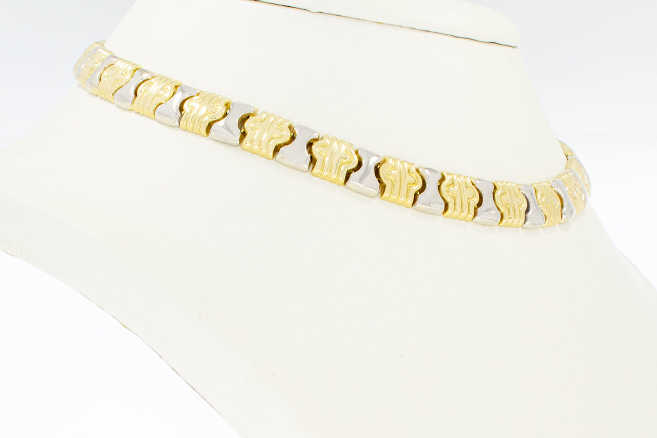 18 Karaat bicolor gouden platte Koningsketting - 37,5 cm